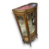 Image 2 : Vintage French Ornate Curved Glass 2 Tier Display Cabinet With Marble Top & Painted Scenes