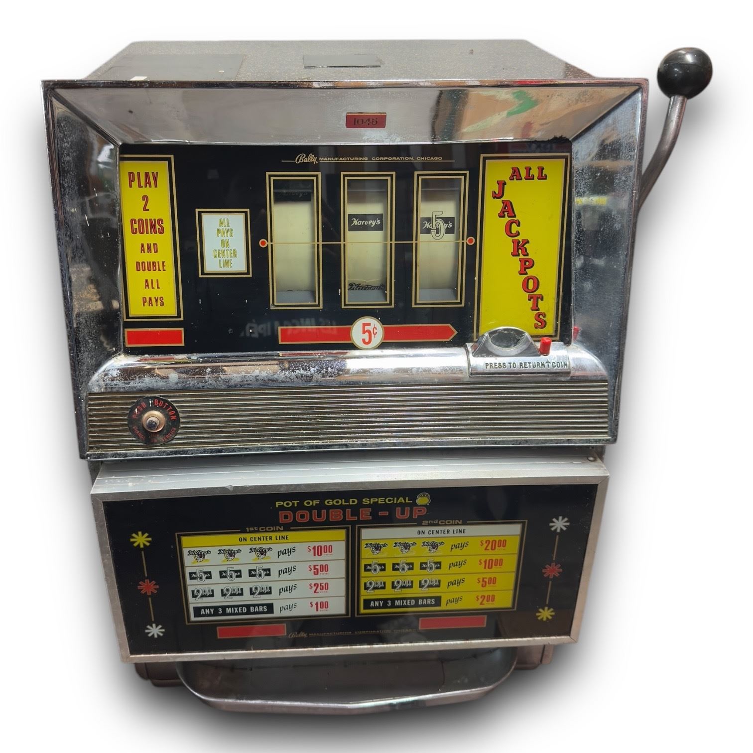 Vintage Bally Pot Of Gold Special Double Up Coin Operated Slot Machine