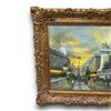 Image 2 : Very Large Vintage Ornate Gold Gilted Framed Oil On Canvas Of British City Scene