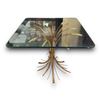 Image 1 : Vintage Metal Wheat Glass Top Side Table