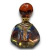 Image 1 : Vintage Glass Perfume Bottle With Amber Glass Stopper, On Velvet Pedestal Base