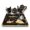 Image 2 : Vintage Japanese Wood Lacquered Tea Set With Tea Pot, Cups, Saucers, Sugar Bowl, Creamer, Etc..
