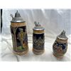 Image 1 : 3 Vintage Porcelain Embossed German Beer Steins