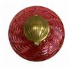 Image 2 : Vintage Embossed Carnival Glass Brass Top Inwell