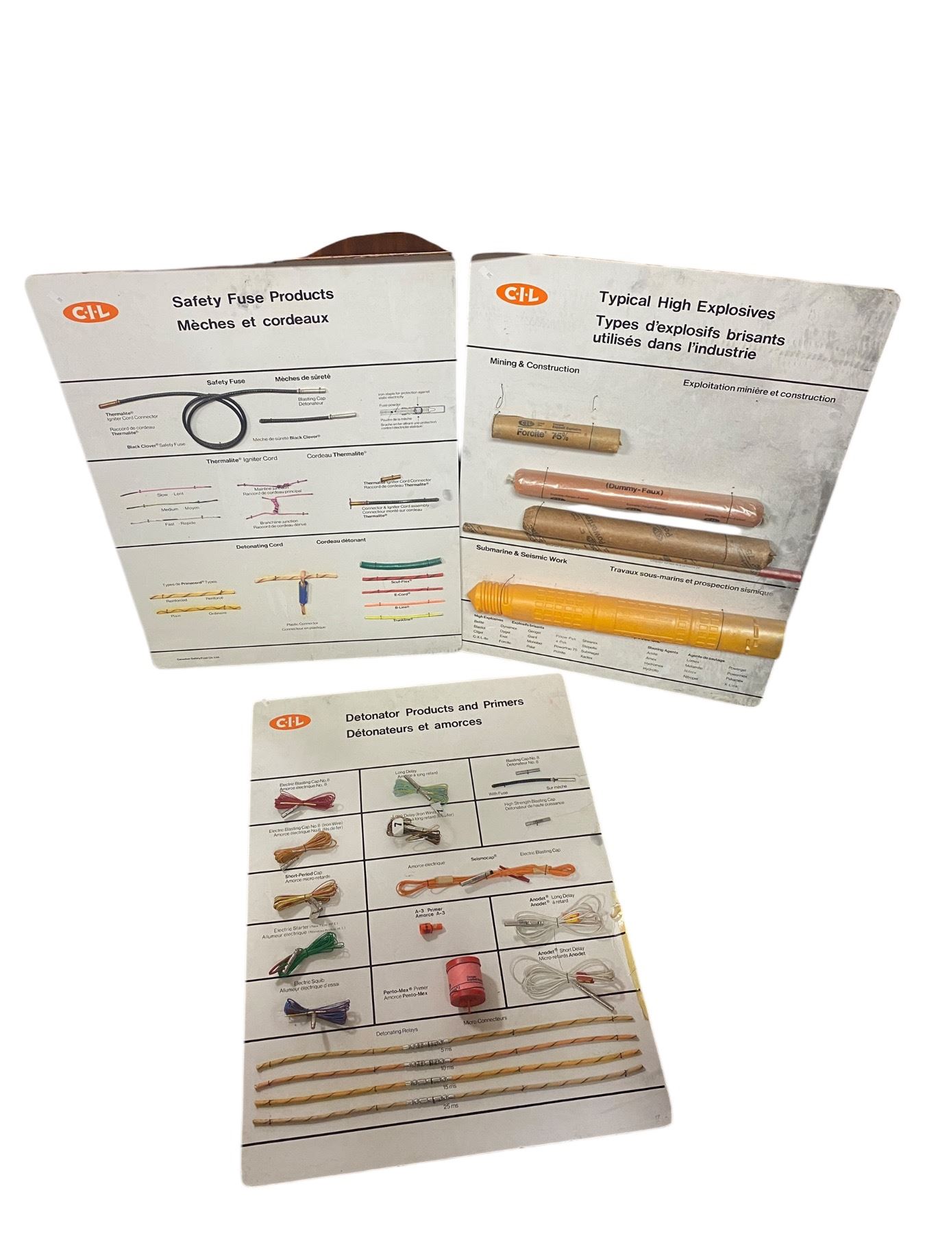 3 Vintage Cil Display Boards, Typical High Explosives, Detonator ...