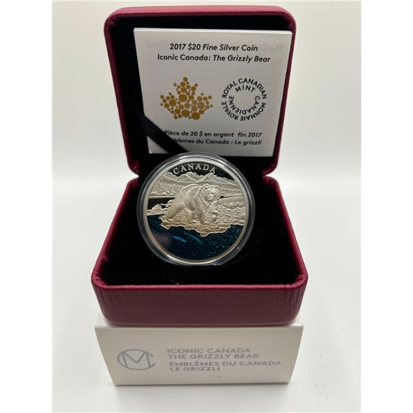 2017 $20 Fine Silver Coin Iconic Canada: The Grizzly Bear (tax exempt)