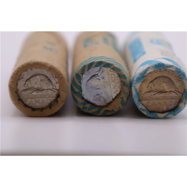 3 Original Rolls of 5 Cents. 1976, 1982 and 1983