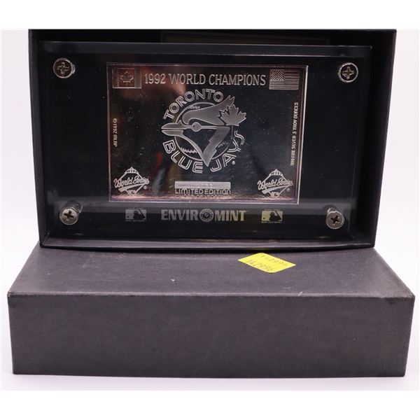 1992 Toronto Blue Jays World Champions 3oz silver. Limited Edition of 15000. (tax exempt)
