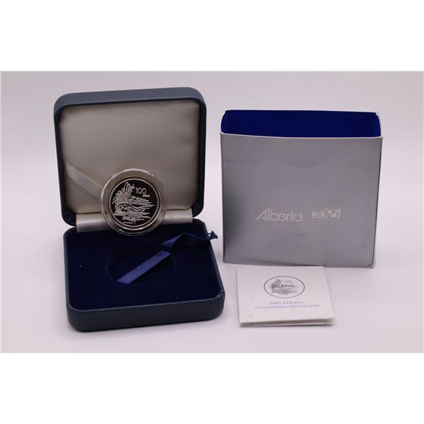 2005 Alberta Centennial proof medallion. .47 oz .999 silver. (tax exempt)