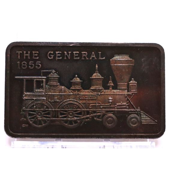 The General 1855 1oz proof silver art bar. Nice toning. Hard to see on photo. (tax exempt)