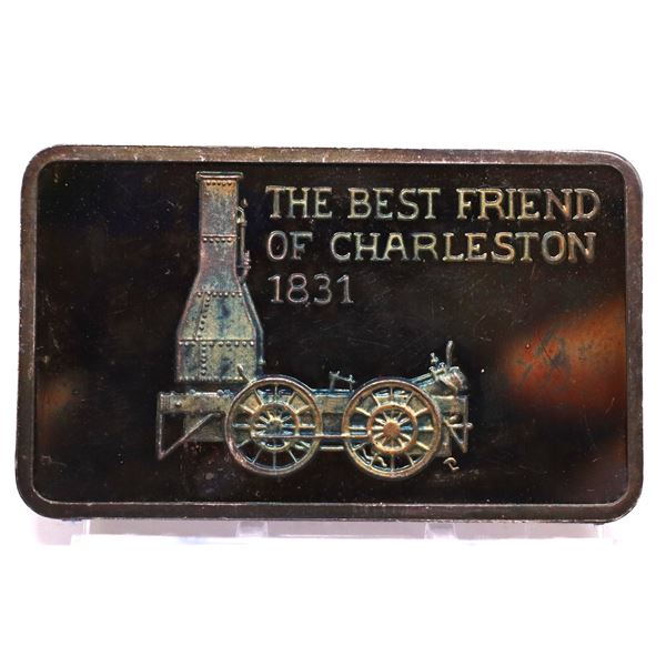 The Best Friend of Charleston 1831 1oz proof silver art bar. Nice toning. Hard to see on photo. (tax