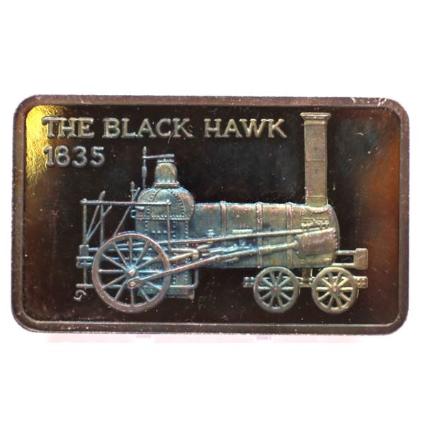 The Black Hawk 1835 1oz proof silver art bar. Nice toning. Hard to see on photo. (tax exempt)