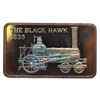 Image 1 : The Black Hawk 1835 1oz proof silver art bar. Nice toning. Hard to see on photo. (tax exempt)