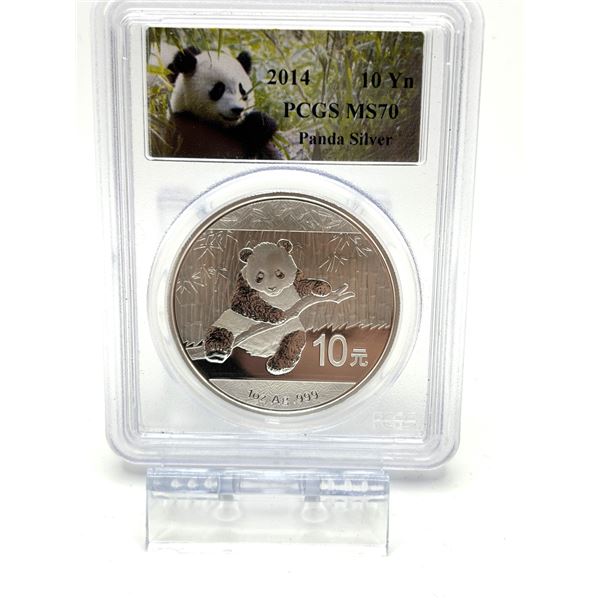 2014 1 oz silver Panda. NGC Graded MS70 (tax exempt)
