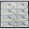 Image 1 : set of 8 - 1986 $5 notes in sequence from the Bird Series. Thiessen/Crow FPK4922662-FPK4922669