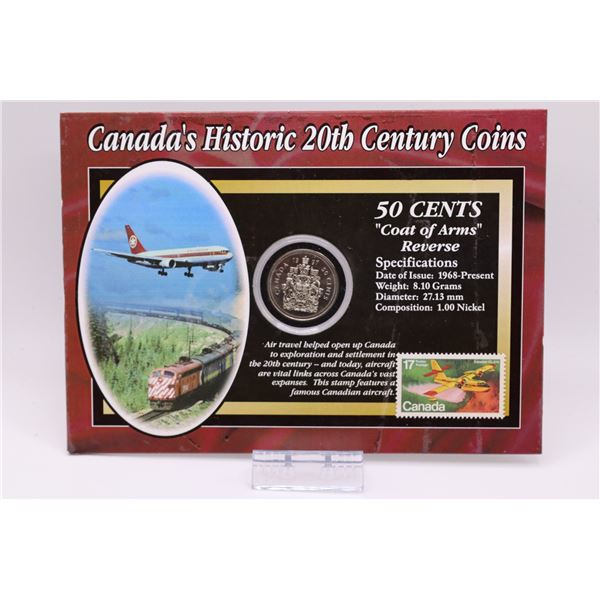 Canada's Historic 20th Century Coins. 50 Cents "Coat of Arms" Reverse