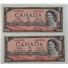 Image 1 : lot of 2 1954 $2 MOD notes in sequence P/G4628265-P/G4628266