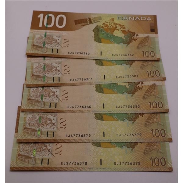 2004 $100 Jenkins/Dodge 5 in sequence EJS7736378-EJS7736382