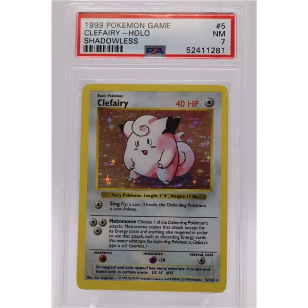 1999 Pokemon Base Set Unlimited Shadowless Clefairy-Holo PSA 7