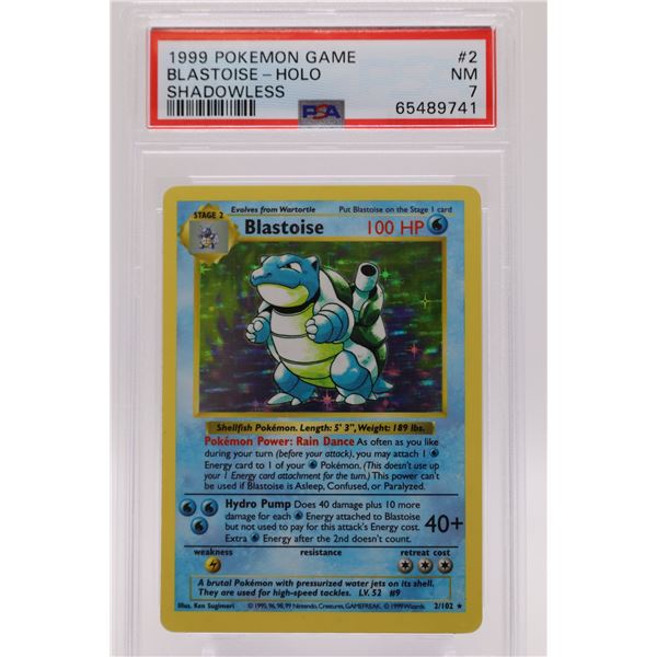 1999 Pokemon Base Set Unlimited Shadowless Blastoise-Holo PSA 7
