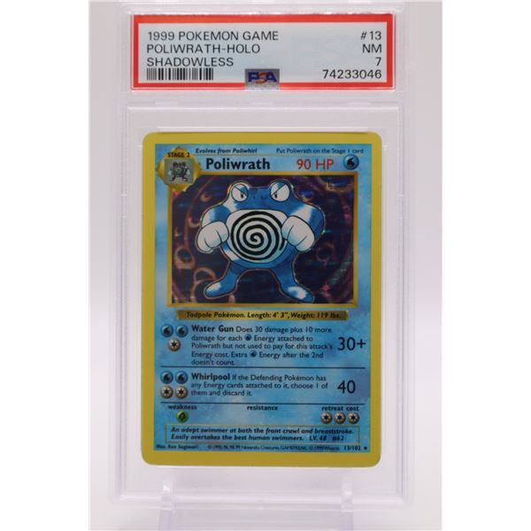 1999 Pokemon Base Set Unlimited Shadowless Poliwrath-Holo PSA 7