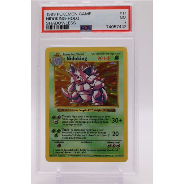 1999 Pokemon Base Set Unlimited Shadowless Nidoking-Holo PSA 7