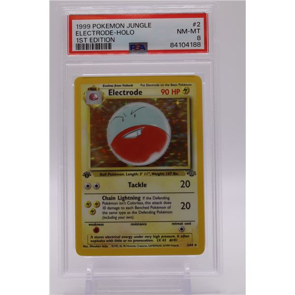 1999 Pokemon 1st Edition Jungle Electrode-Holo PSA 8