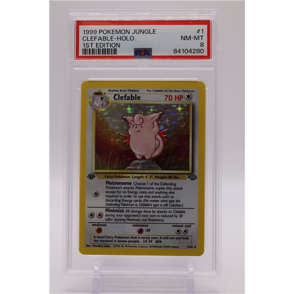 1999 Pokemon Jungle 1st Edition Clefable-Holo PSA graded 8