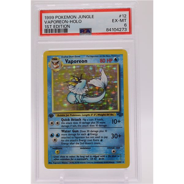 1999 Pokemon Jungle 1st Edition Vaporeon-Holo PSA graded 6