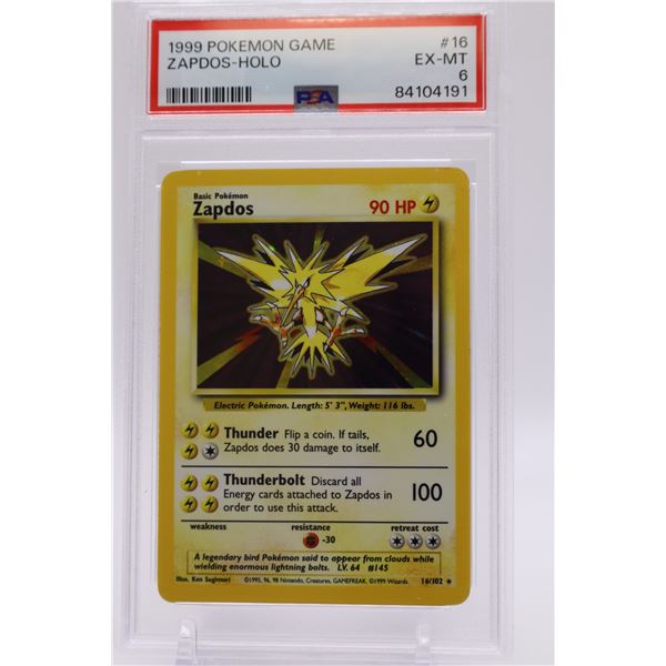 1999 Pokemon Base Set Unlimited Zapdos-Holo PSA 6