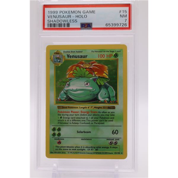 1999 Pokemon Base Set Unlimited Shadowless Venusaur-Holo PSA 7