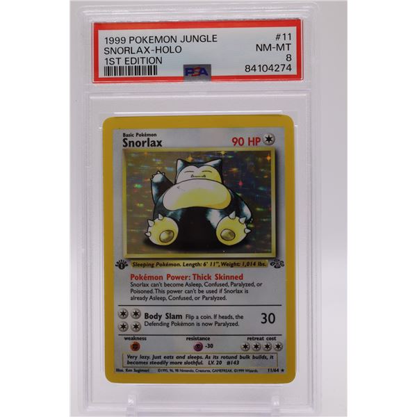 1999 Pokemon Jungle 1st Edition Snorlax-Holo PSA graded 8