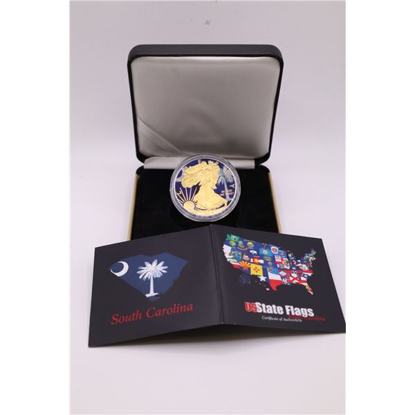 2015 Beautifully Coloured US States Flags American Silver Eagle, South Carolina. Limited to 200 piec