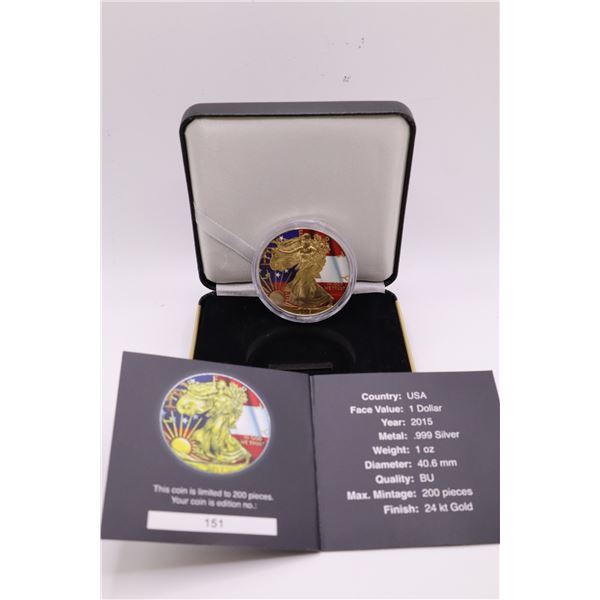 2015 Beautifully Coloured US States Flags American Silver Eagle, Georgia. Limited to 200 pieces. (ta