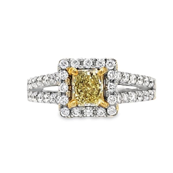 Two-Tone Gold Fancy Yellow Diamond Halo Ring