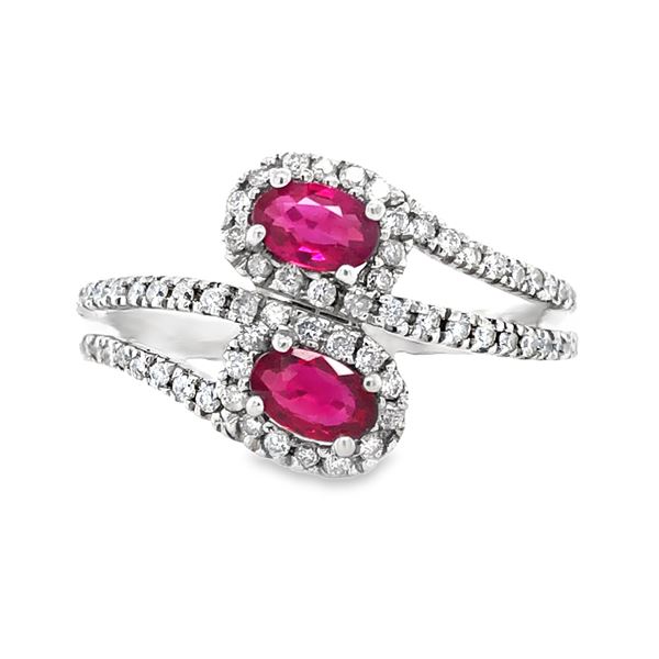 Natural Ruby and Diamond Bypass Ring