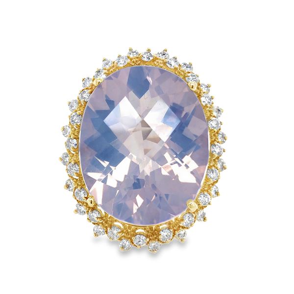 Yellow Gold Lavender Quartz & Diamond Ring