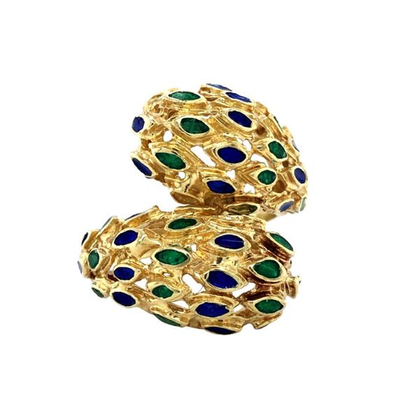 Yellow Gold Signed Mid Century Enamel Ring