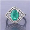 Image 2 : Art-Nouveau Inspired Emerald and Diamond Ring