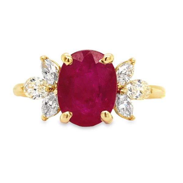 Ruby and Marquise Cut Diamond Ring