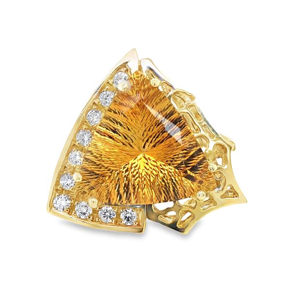 Yellow Gold Citrine & Diamond Ring