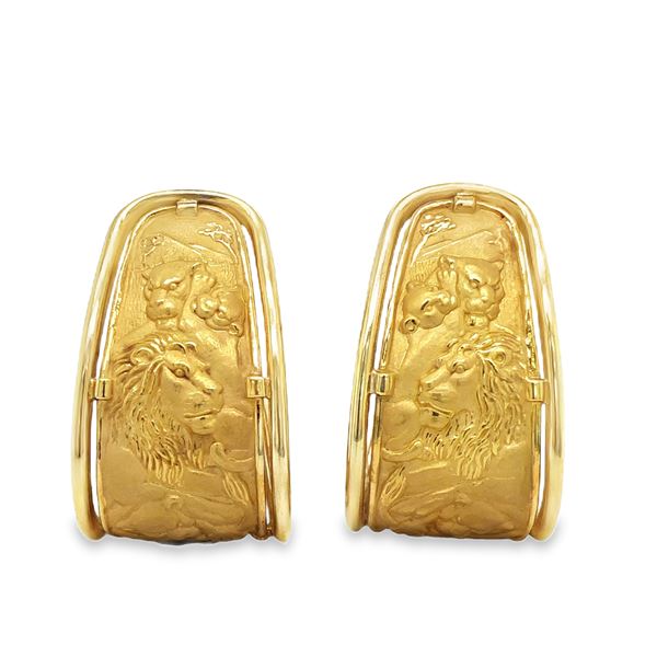 Lion Repousse Earrings
