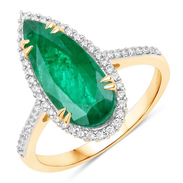 IGI Zambian Emerald & Diamond Ring