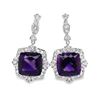 Image 1 : Amethyst & Diamond Dangle Earrings