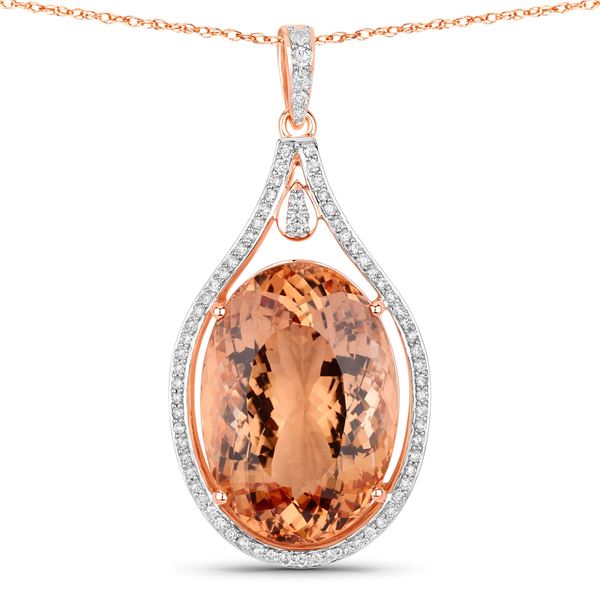 Morganite & Diamond Halo Pendant