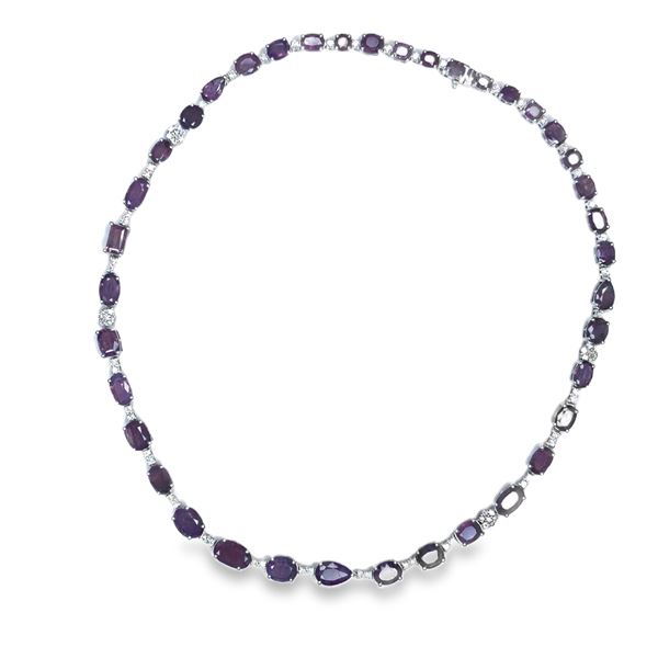 Beautiful Kashmir Purple Sapphire & Diamond Necklace