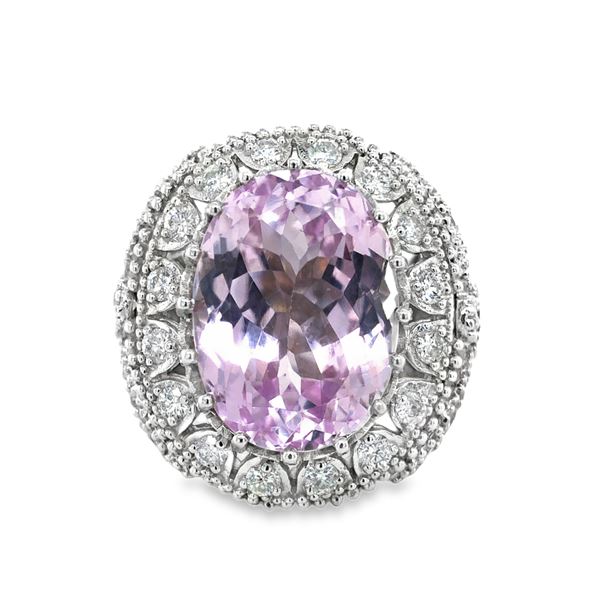 Kunzite, Sapphire & Diamond Ring