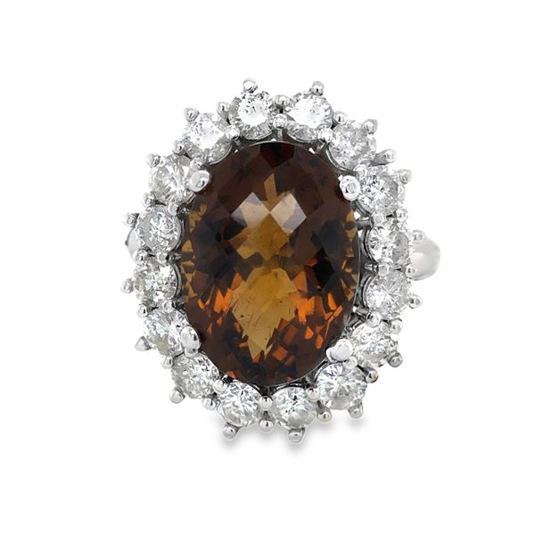 Whiskey Quartz & Diamond Ring