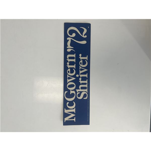 1972 McGovern-Shriver presidential campaign bumper sticker