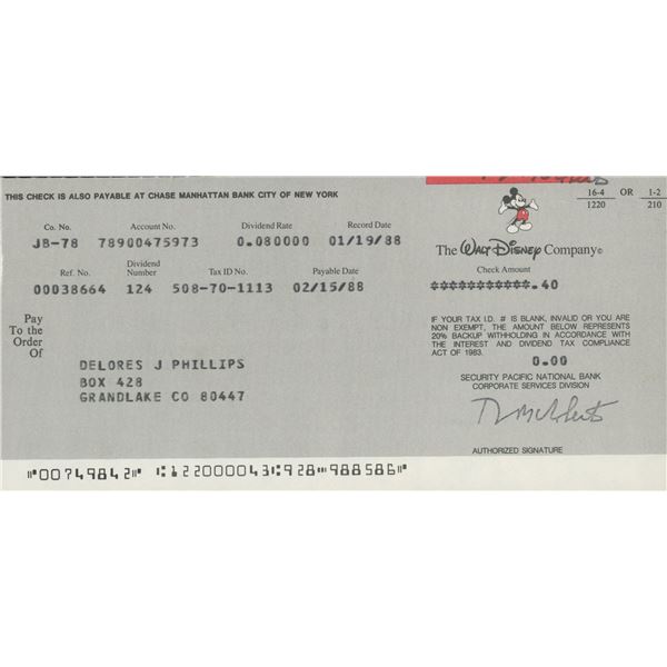 Delores Phillips personal check